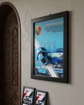 Porsche 911 GT3 (Blue): > 3D Porsche 911 GT3 Wall Art – Racing Blue Metal Car A4 Glass Frame