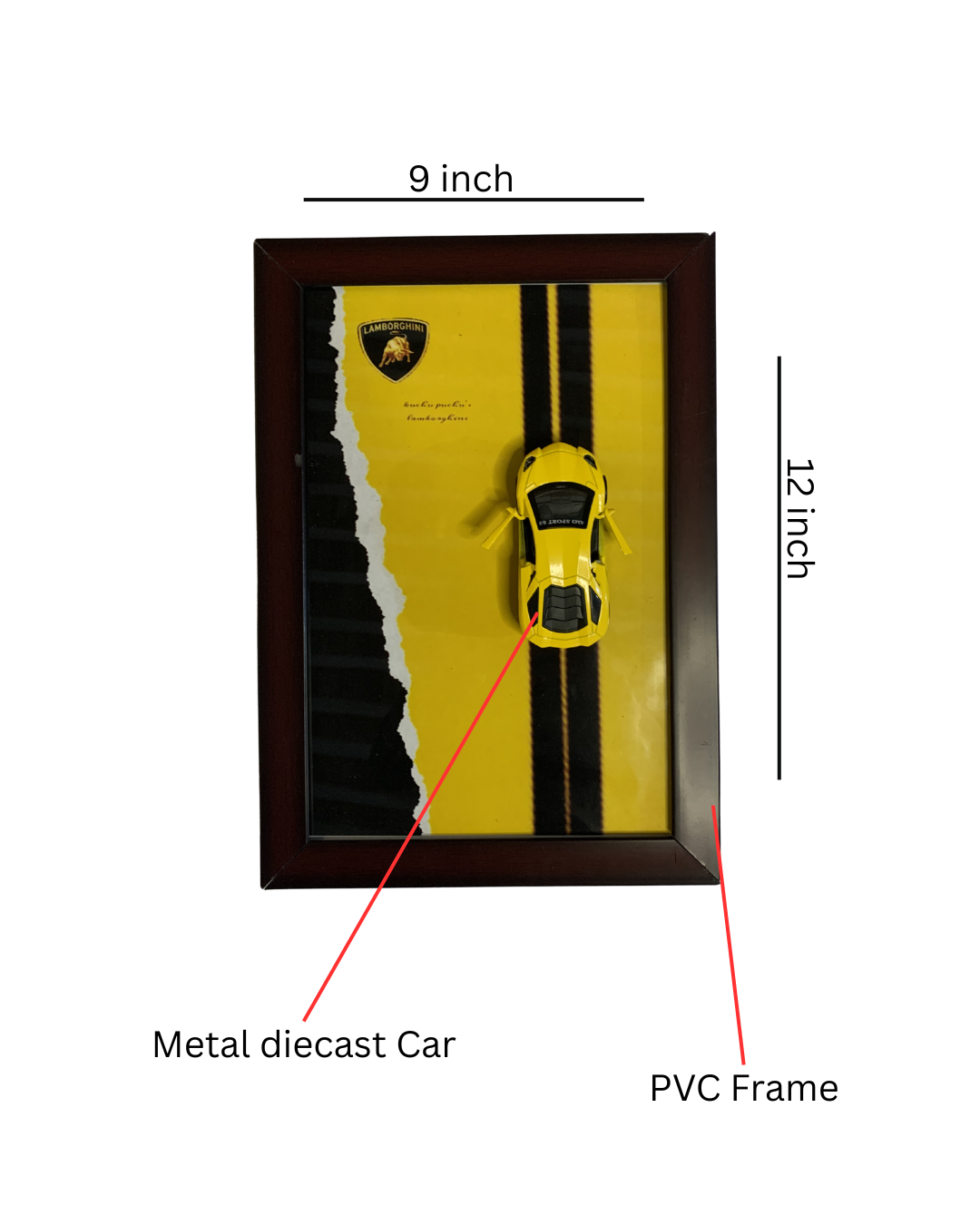 Lamborghini Huracán 3D Diecast Metal Car Frame – Luxury Automotive Decor