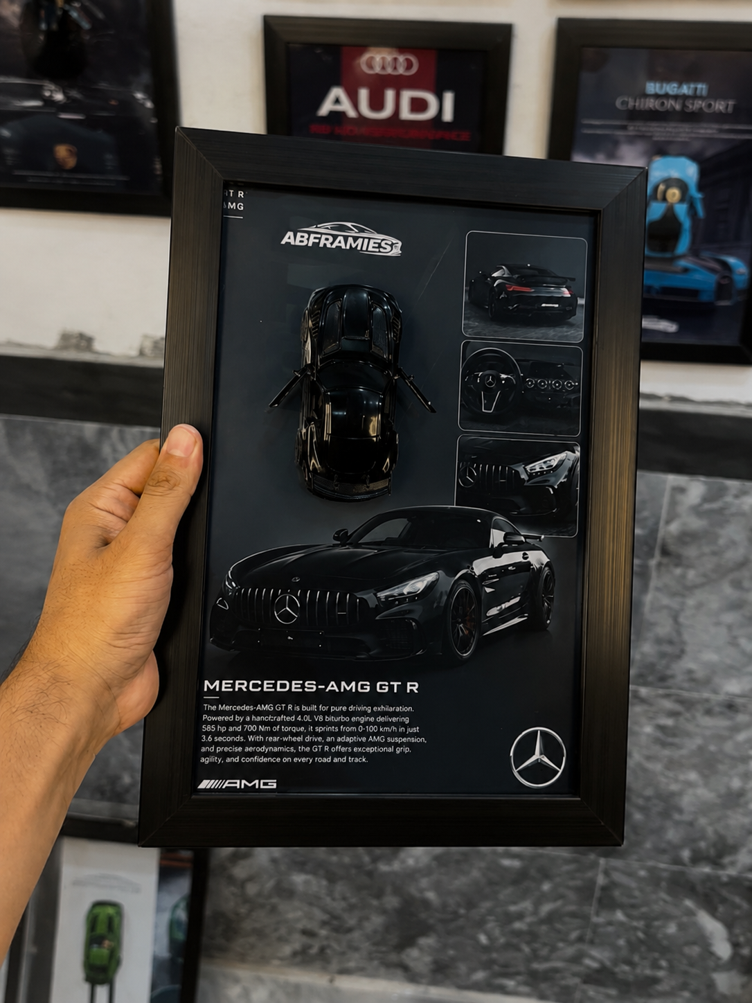 Mercedes-AMG GT R 3D Diecast Car Wall Art Frame – Premium A4 Luxury Edition