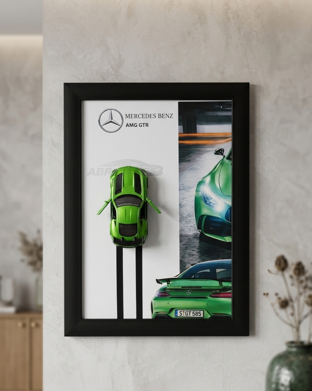 Mercedes-Benz AMG GT: > 3D Mercedes-Benz AMG GT Wall Art – Premium Metal Car A4 Glass Frame