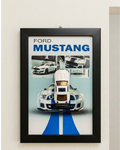 Ford Mustang: > 3D Ford Mustang Muscle Car Wall Art – Iconic Metal Car A4 Glass Frame