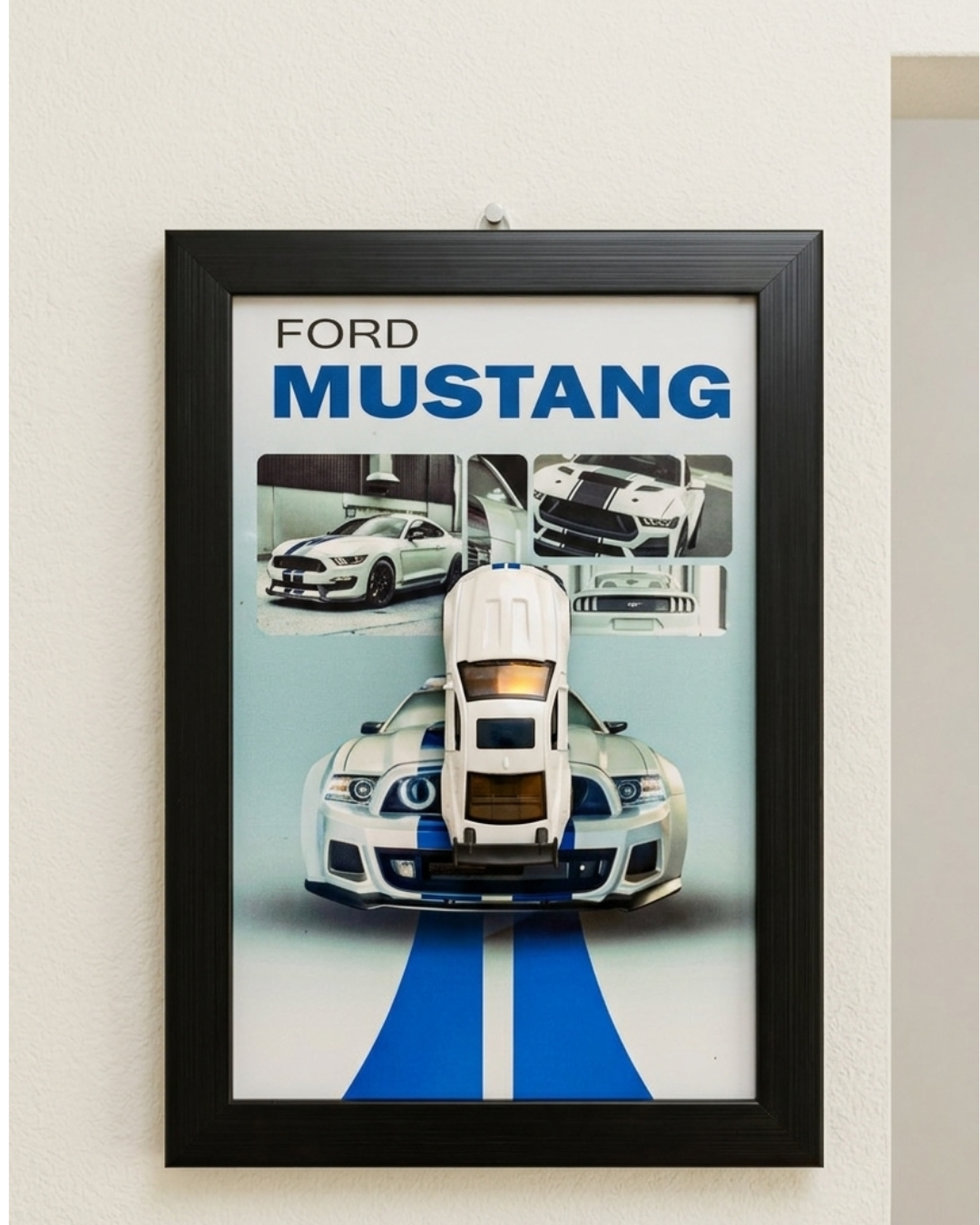 Ford Mustang: > 3D Ford Mustang Muscle Car Wall Art – Iconic Metal Car A4 Glass Frame