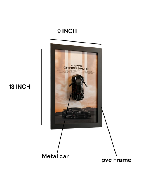 * Bugatti Chiron Sport: > 3D Bugatti Chiron Sport Wall Art – Luxury Metal Car A4 Glass Frame