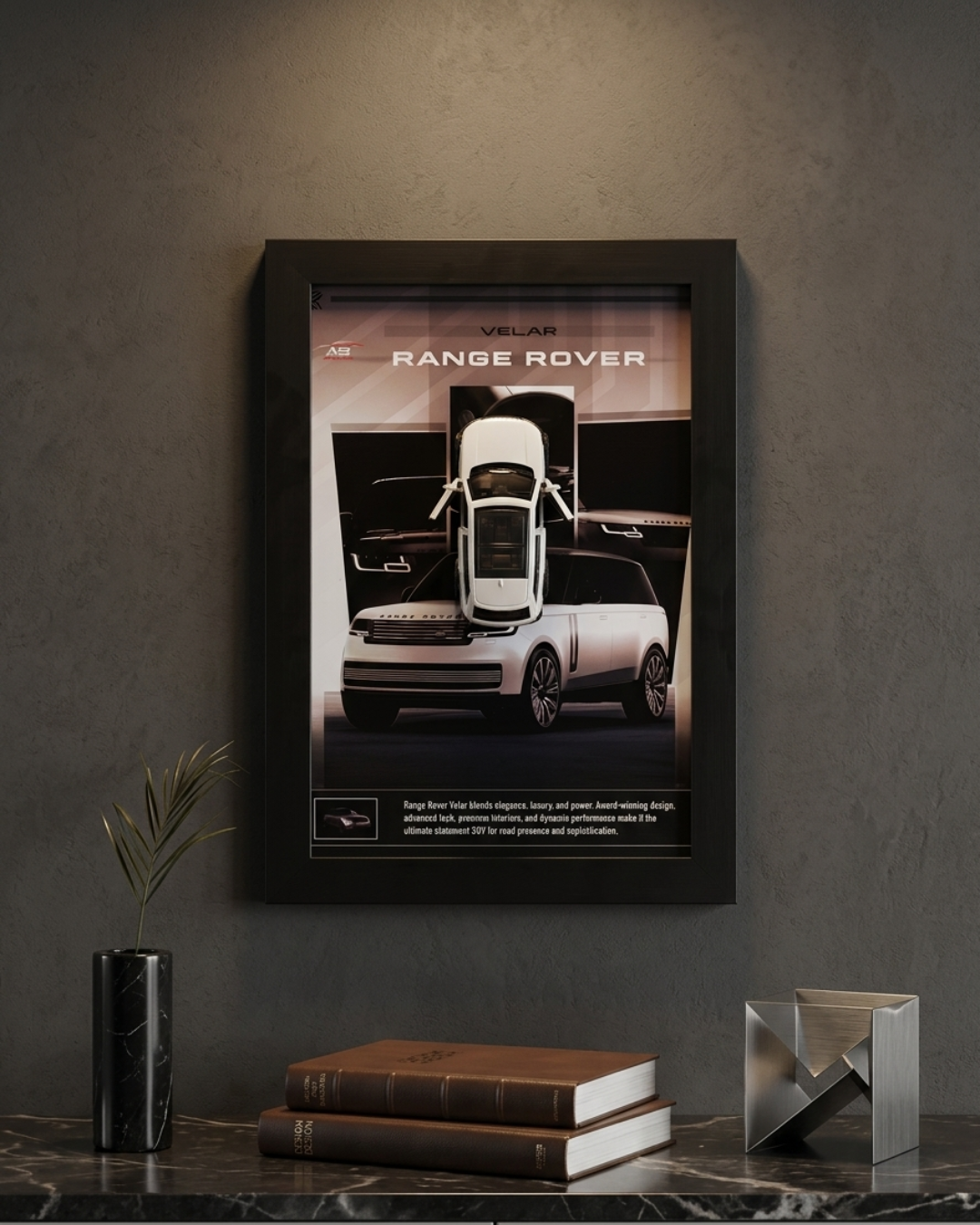 Range Rover Velar: Range Rover Velar 3D SUV Display – Modern Minimalist Frame