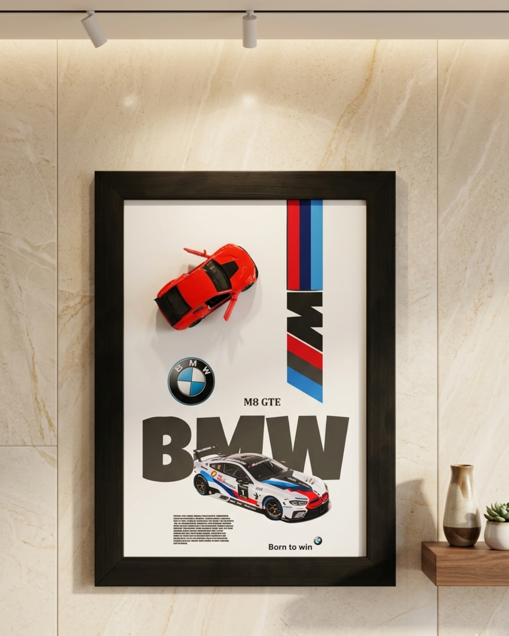 BMW M8 Diecast Car Frame Minimalistic Design.