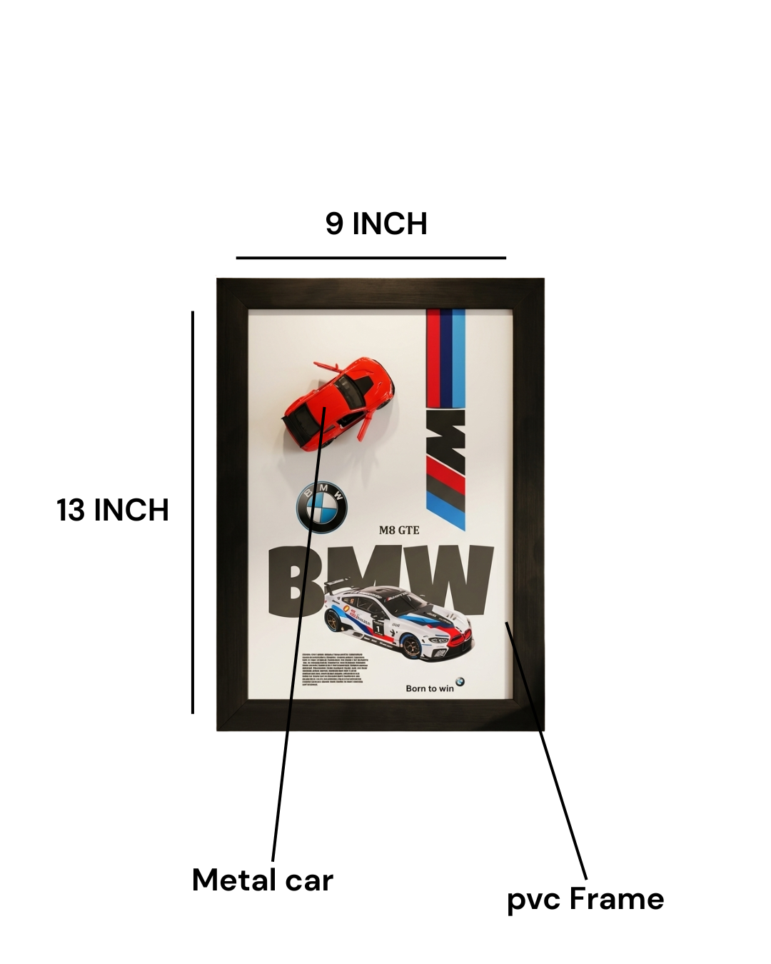 BMW M8 Diecast Car Frame Minimalistic Design.
