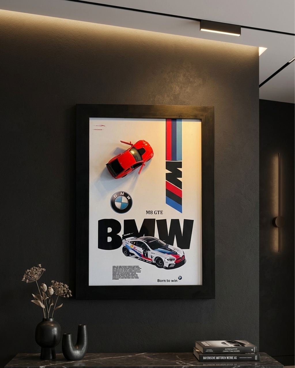 BMW M8 Diecast Car Frame Minimalistic Design.