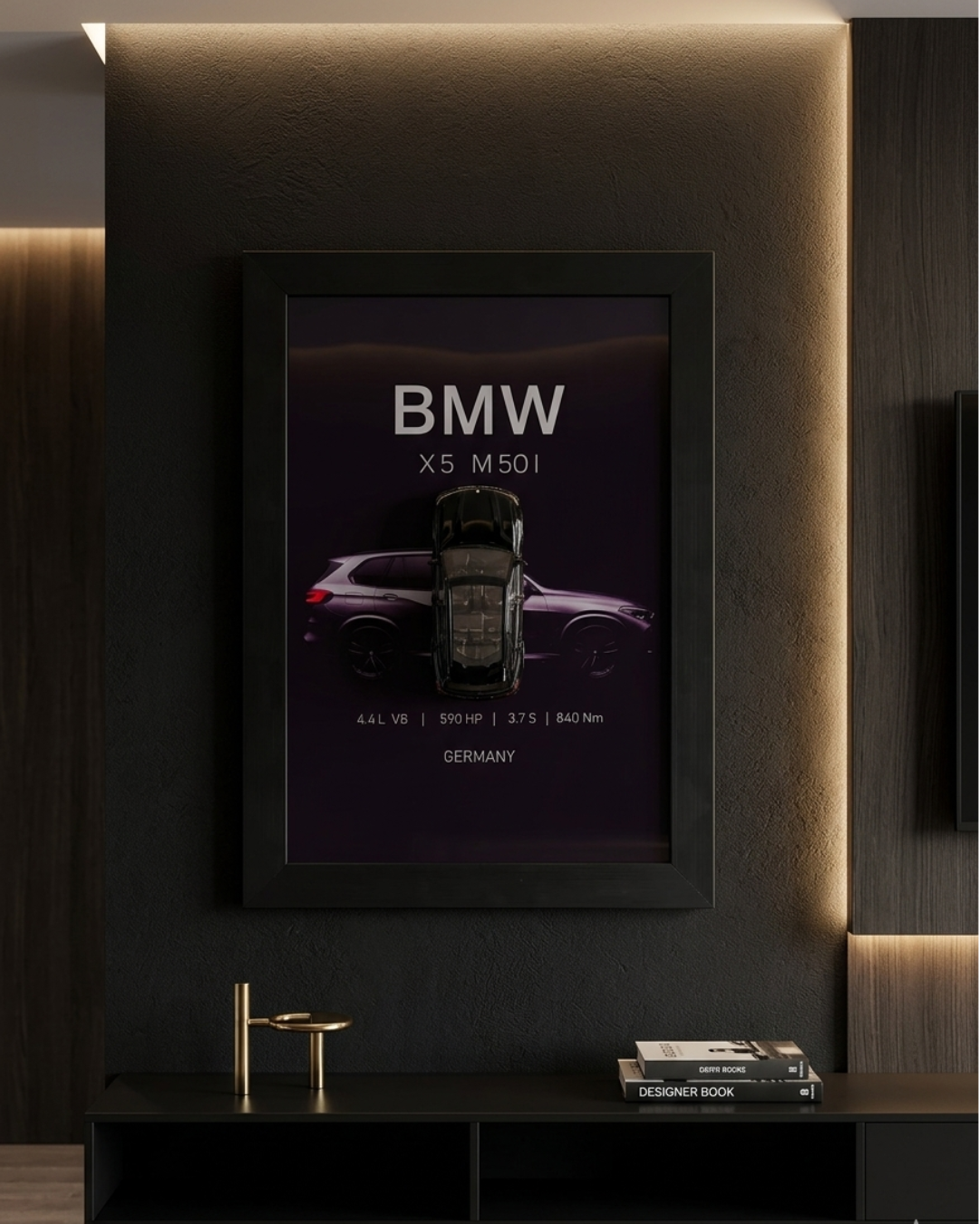 BMW X5 M50i: 3D Diecast BMW X5 M50i Wall Art – Premium Tech-Spec Frame