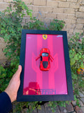Ferrari (Red Edition): > 3D Ferrari Supercar Wall Art – Rosso Corsa Metal Car A4 Glass Frame