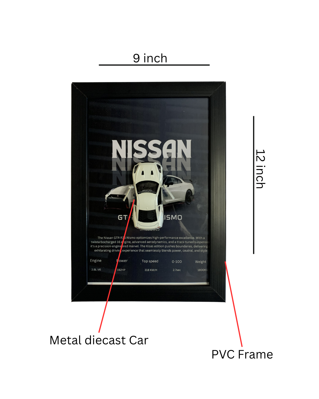 Nissan GT-R Nismo 3D Wall Art – White Godzilla Metal Edition (A4)