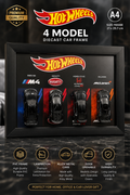 4 Model Diecast Car Frame – Premium A4 Wall Display