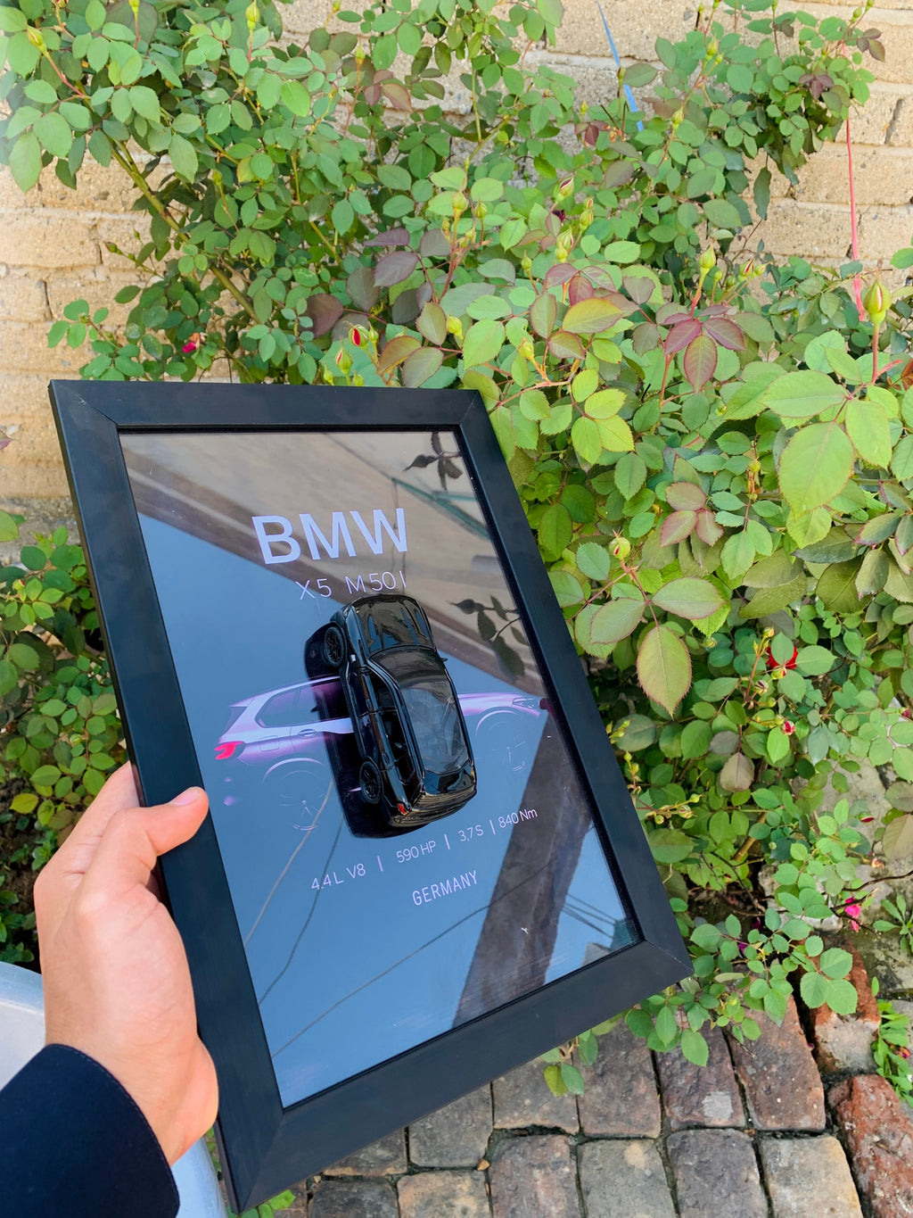 BMW X5 M50i: 3D Diecast BMW X5 M50i Wall Art – Premium Tech-Spec Frame