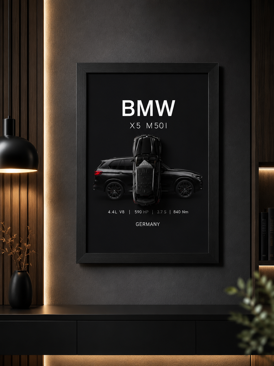 BMW X5 M50i: 3D Diecast BMW X5 M50i Wall Art – Premium Tech-Spec Frame